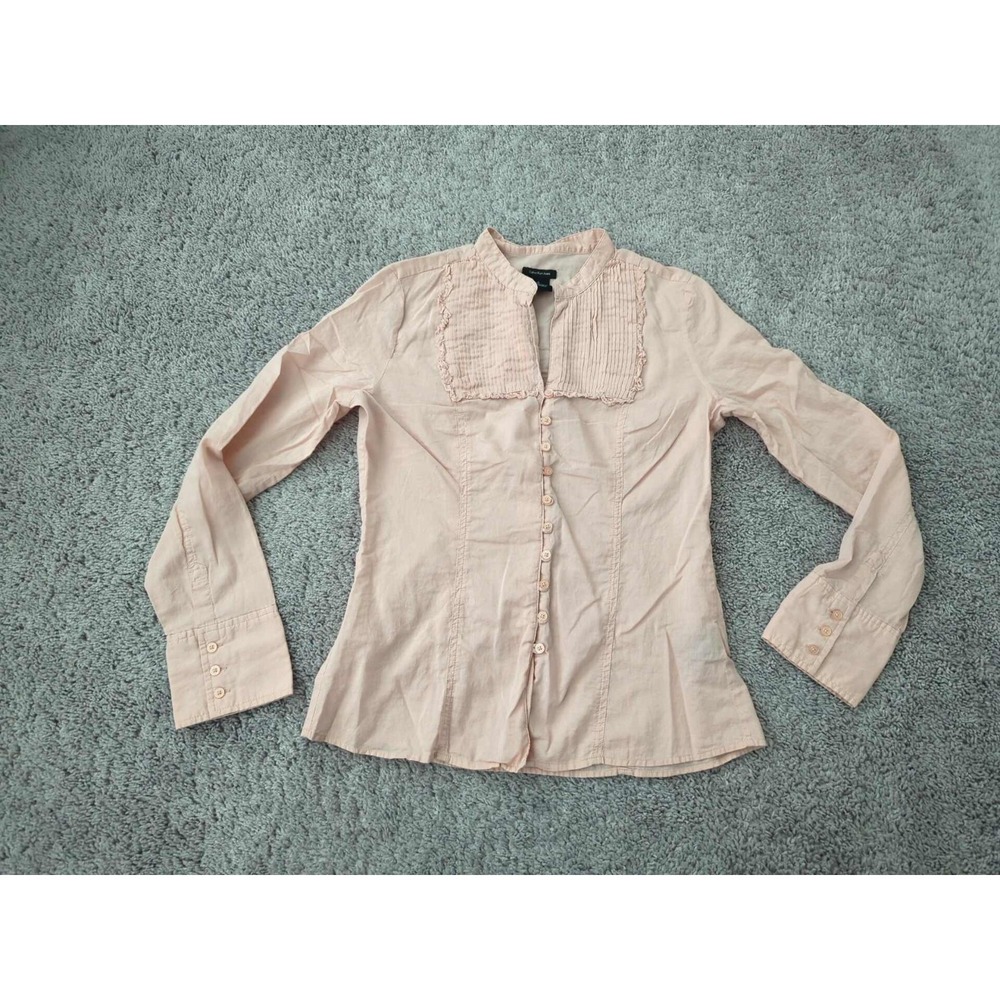 Calvin Klein Shirt Womens M Pink Long Sleeve Pintucked Ruffled Formal Casual